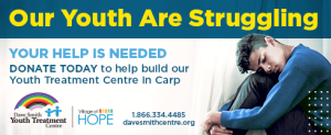 An ad to support the construction of the Dave Smith Youth Treatment Centre. Click for screen readable information.