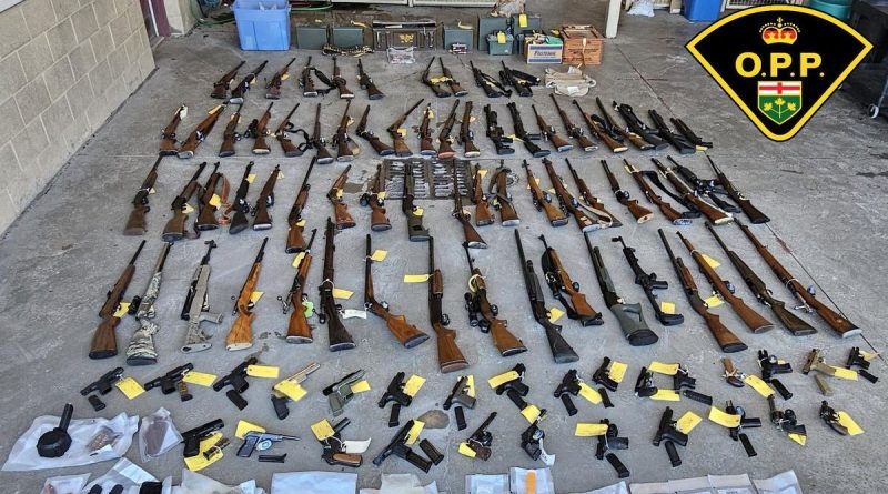 A photo of lots of guns.