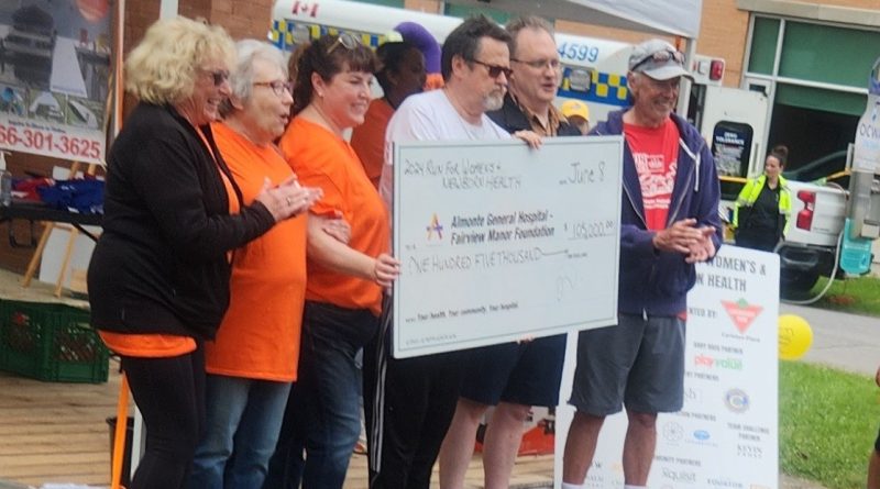A group of people hold a big cheque.