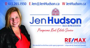 A business card for realtor Jen Hudson. Click to be taken to her website.