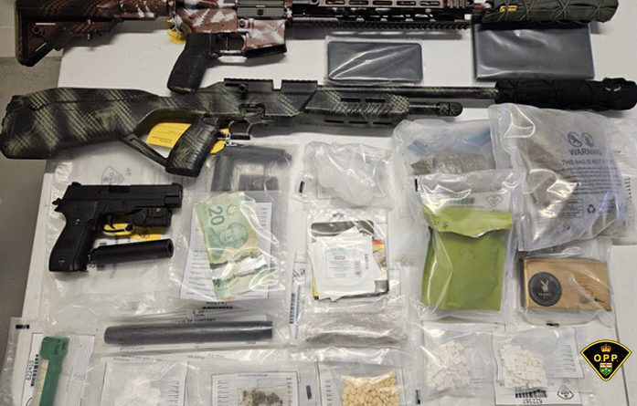 A photo of drugs and guns.