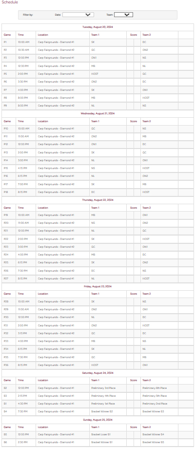 A schedule for the event.