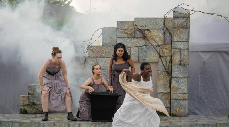 Witches dance during a production of MacBeth.