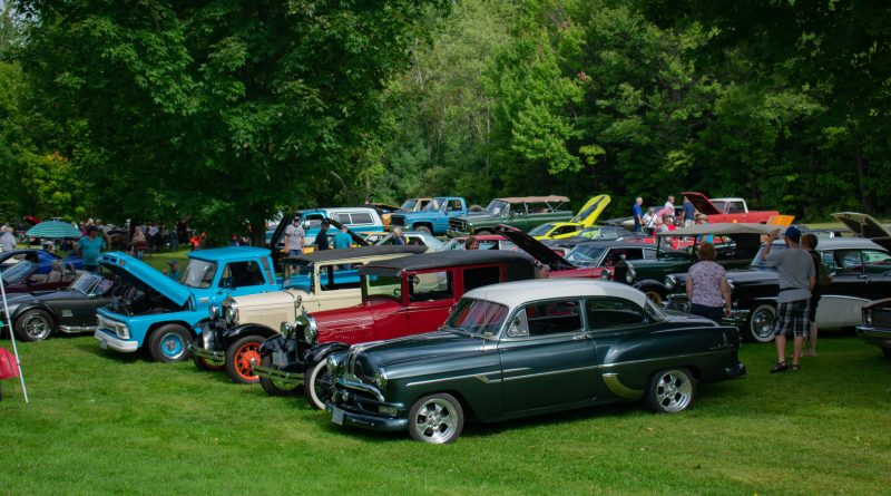 A photo of cars in a park.