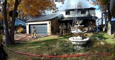 Firefighters battle a blaze in Constance Bay.