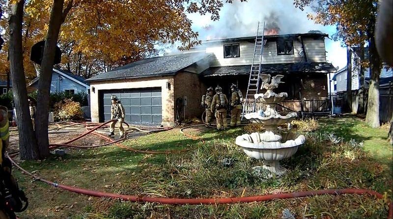 Firefighters battle a blaze in Constance Bay.