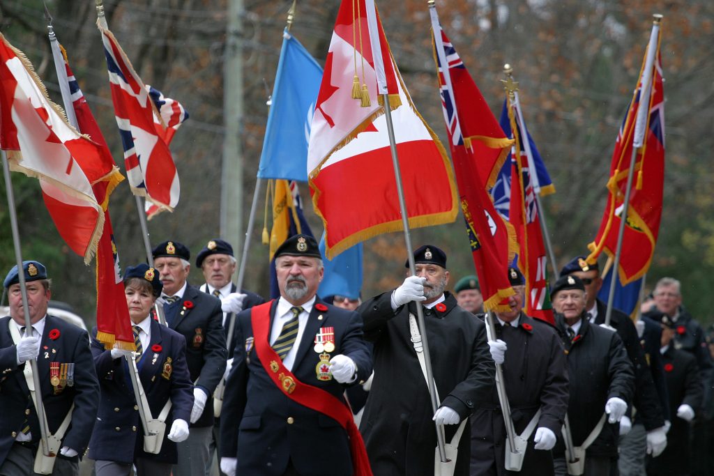 A photo of a Remembrance Day parade.