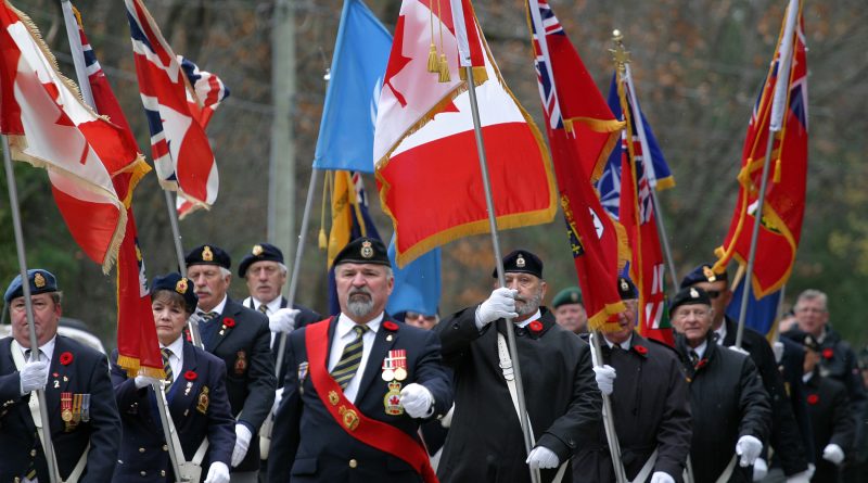 A photo of a Remembrance Day parade.