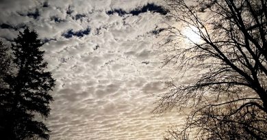 A photo of the moon in the clouds.