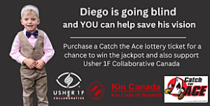 An ad to support Diego who suffers from Usher Syndrome type 1F. Click for a screenreadable version.