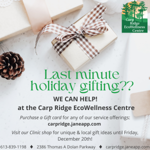 An ad for the Carp Ridge EcoWellness Centre. Click the ad for a screen-readable version.