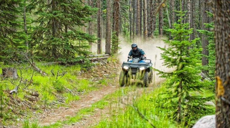 A photo of an ATV on a trail.