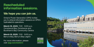 An ad for a community meeting on OPG's eastern operations. Click the ad for more information.