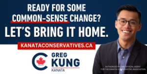 An ad for Kanata Riding Conservative candidate Greg Kung. Click for a screen readable website.