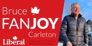 An ad for Liberal Carleton Riding candidate Bruce Fanjoy. Click the ad to be taken to a screen readable version.