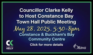 An ad for a May 28 Constance Bay meeting. Click for more information.
