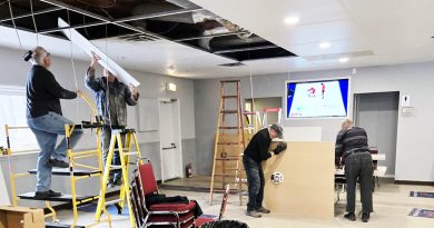 A photo of people renovating a room.