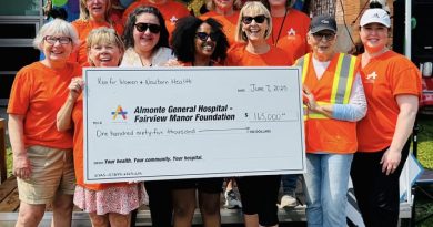 A group of people hold a cheque.