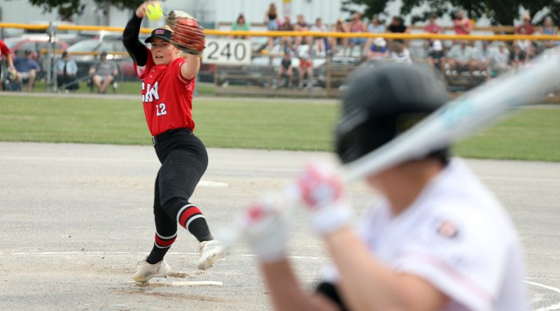A pitcher delivers a pitch.