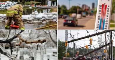 A collage of natural disaster photos.