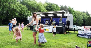 A photo of people dancing to live music.