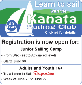 An ad for the Kanata Sailing Club. Click for details on programs at the club.