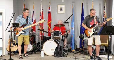 A band performs music.
