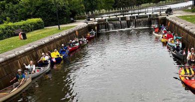 Canoes on a canal.