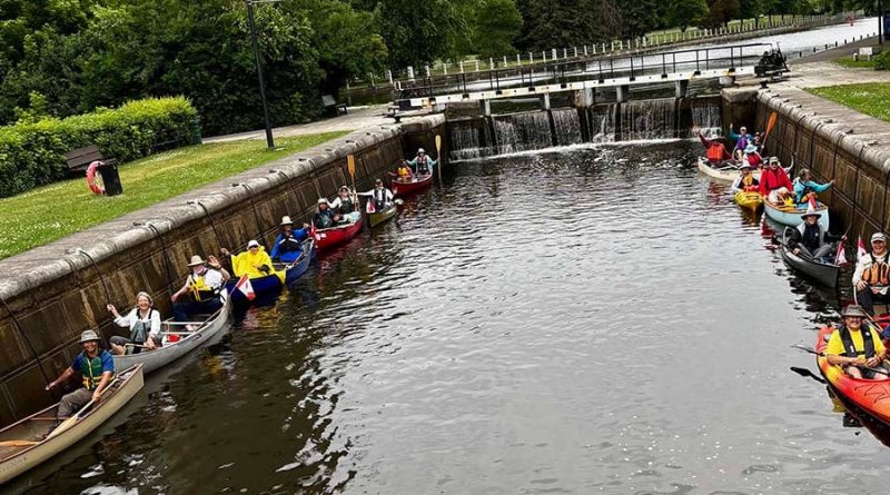 Canoes on a canal.