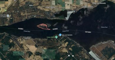 An aerial photo of the Ottawa River.