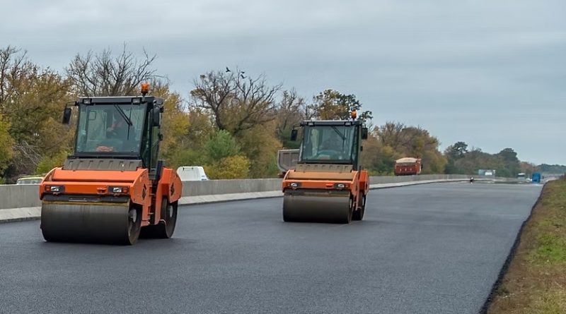 A photo of paving work.