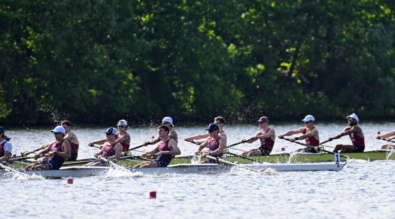 A rowboat is rowed.