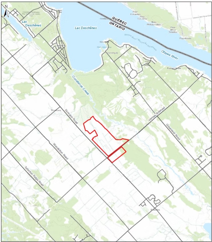 A map of the proposed Dunrobin Sloar Project.