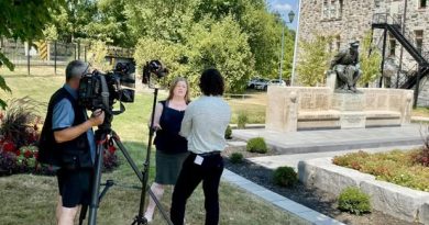 A person conducts an interview.