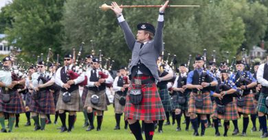 A photo of a highland band,