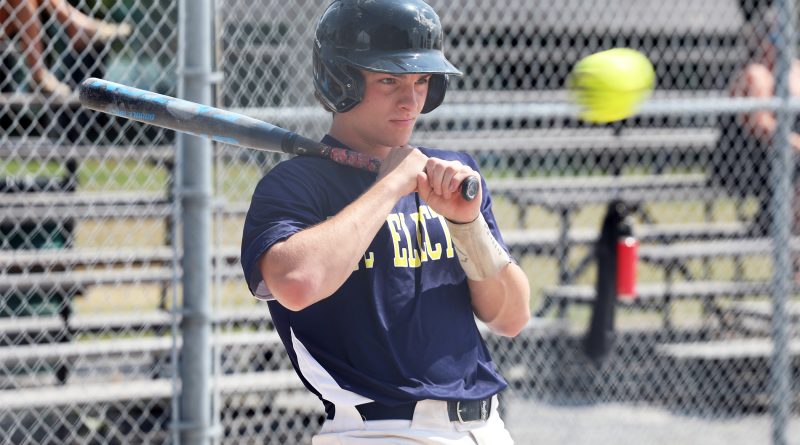 A player gets out of the way of a ball.