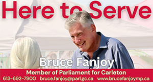 An ad for Carleton MP Bruce Fanjoy. Click for a screen readable version.
