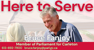 An ad for Carleton MP Bruce Fanjoy.