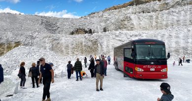 A photo of people exploring a quarry.