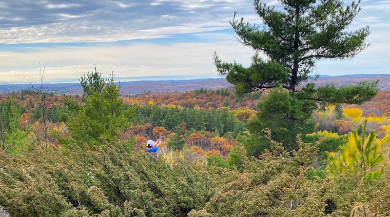 A mountain top view.