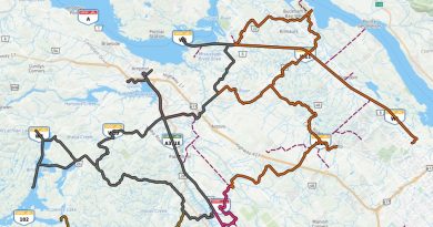 A map of snowmobile trails.
