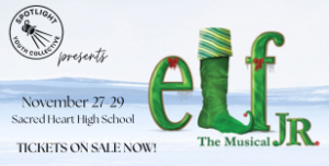 An ad for Spotlight Youth Collective's production Elf Jr. the Musical. Click the ad for screen readable information.