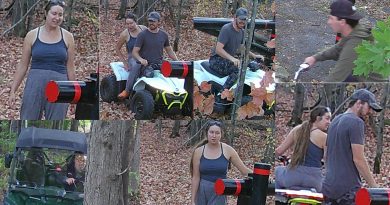 A collage of photos of people on ATVs.