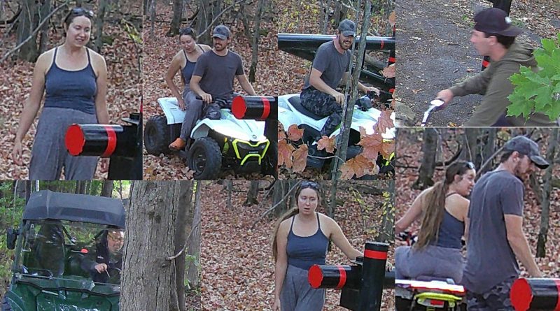 A collage of photos of people on ATVs.