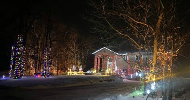 A photo of a house adorned with Christmas lights.