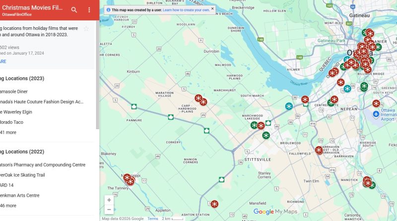 A map of ,movie locations.