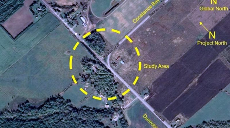 An aerial photo of an intersection.