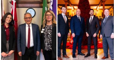 Two photos of people posing.