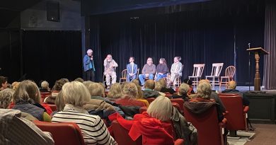 A group of people answer questions about a movie.