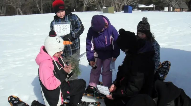 A photo of kids discovering in the winter.